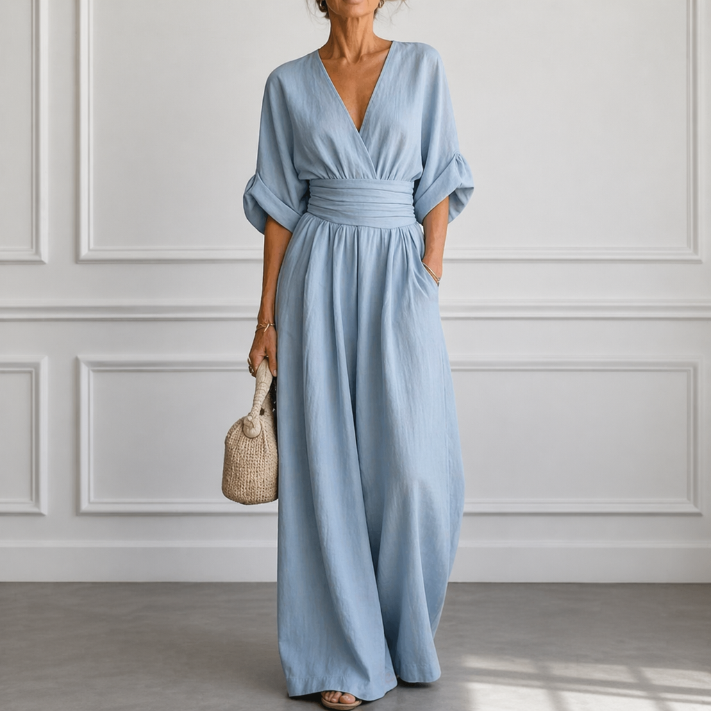 Madison™ | Wide Leg V-Neck Jumpsuit – Morgan & Bella Austin